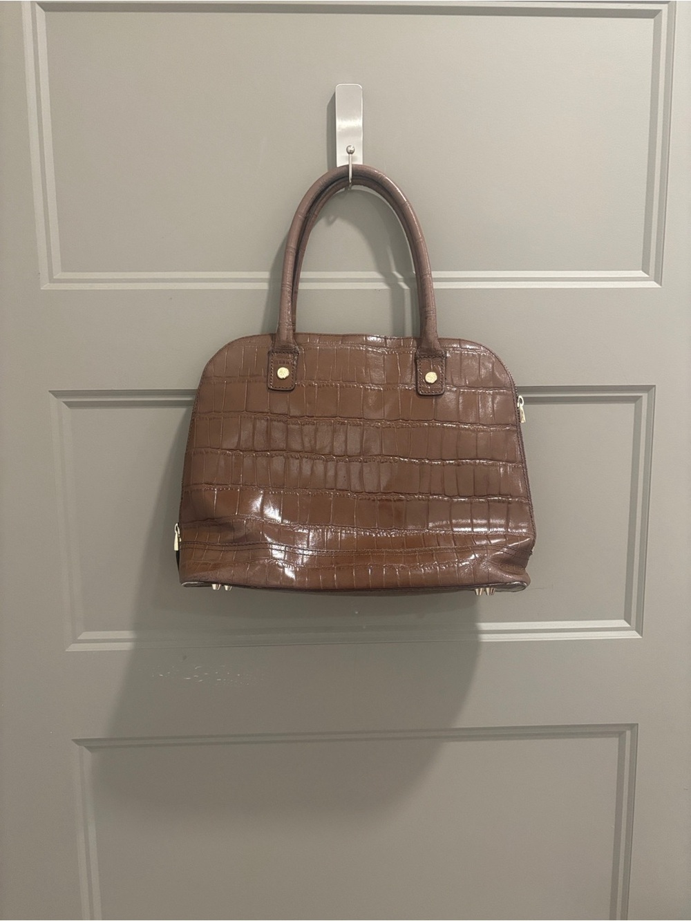 Brooks Brothers Brown Croc-Embossed Leather Tote